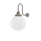 Mullan Lighting Lighting 9.75" Dia / Antique Silver Yerevan Opal Glass Globe Swan Neck Wall Sconce