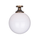 Mullan Lighting Lighting 11.8" / Antique Brass Yerevan Opal Globe Flush Ceiling Light