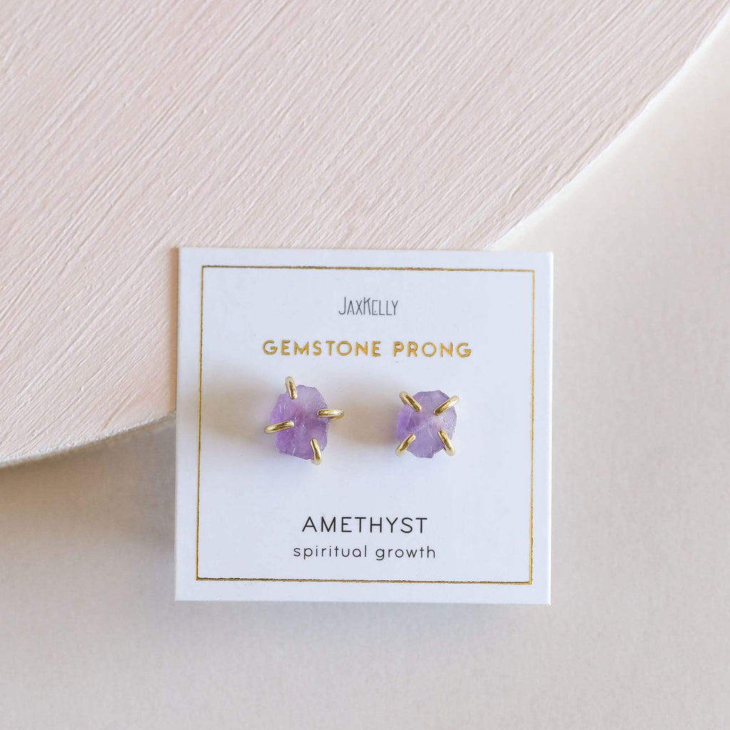 JaxKelly Jewelry Amethyst Gemstone Prong Earrings