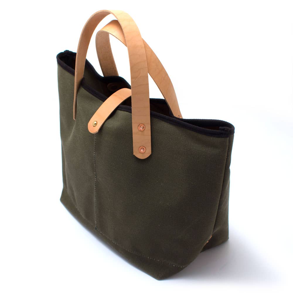 General Knot & Co. Army Green Waxed Canvas  All Day Mini Tote