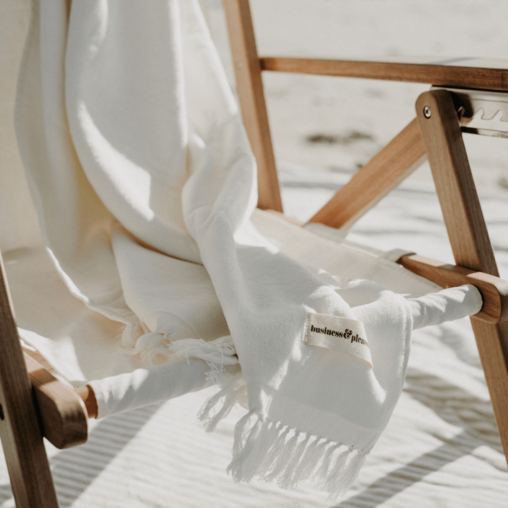 Business & Pleasure Textile Beach Towel, Antique White