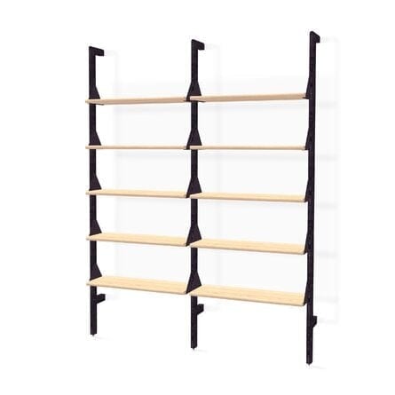 Gus Modern Bookcases & Standing Shelves Black Uprights Black Brackets Blonde Shelves Branch-2 Shelving Unit
