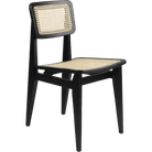 Gubi Furniture Matte Lacquered Black Stained Oak C-Chair French Cane Dining Chair