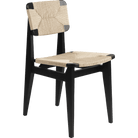 Gubi Furniture Matte Lacquered Black Stained Oak C-Chair Paper Cord Dining Chair