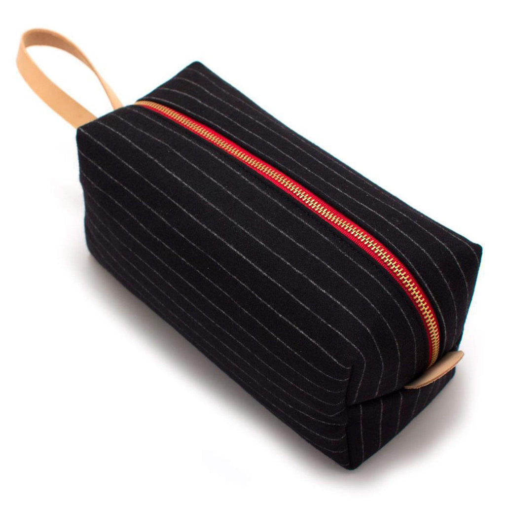 General Knot & Co. Tote Charcoal Stripe Wool Travel Kit
