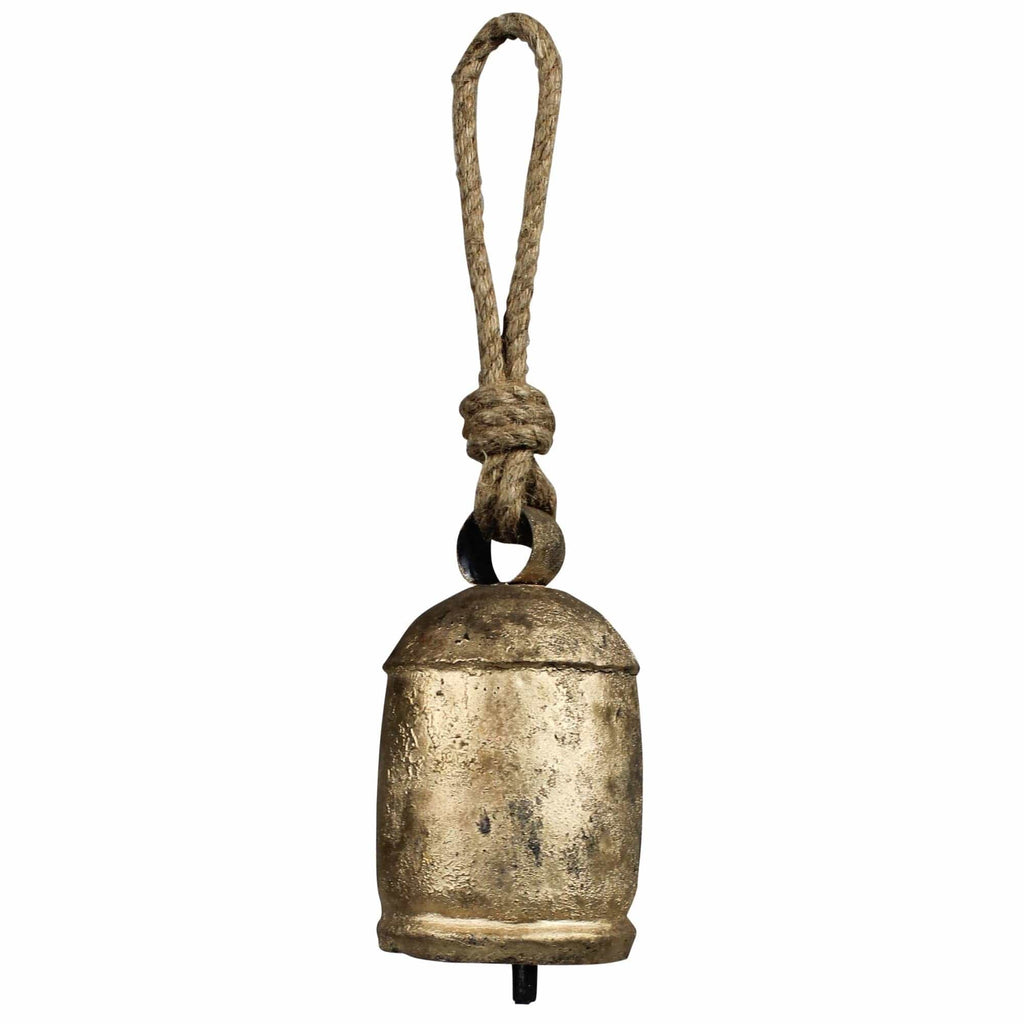HomArt Holiday Medium Chauk Brass Bell with Rope Hanger