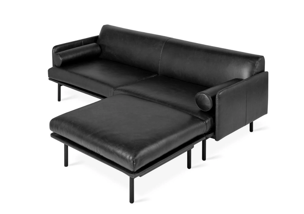 Gus Modern Furniture Saddle Black Leather Foundry Bi-Sectional Sofa