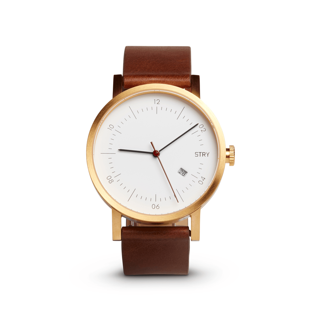 Gold Watch With Brown Leather Band