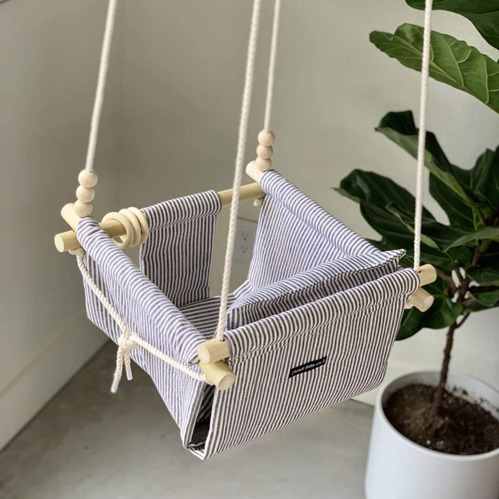 Scout Baby Co. Child Grey Linen Stripe Baby Swing