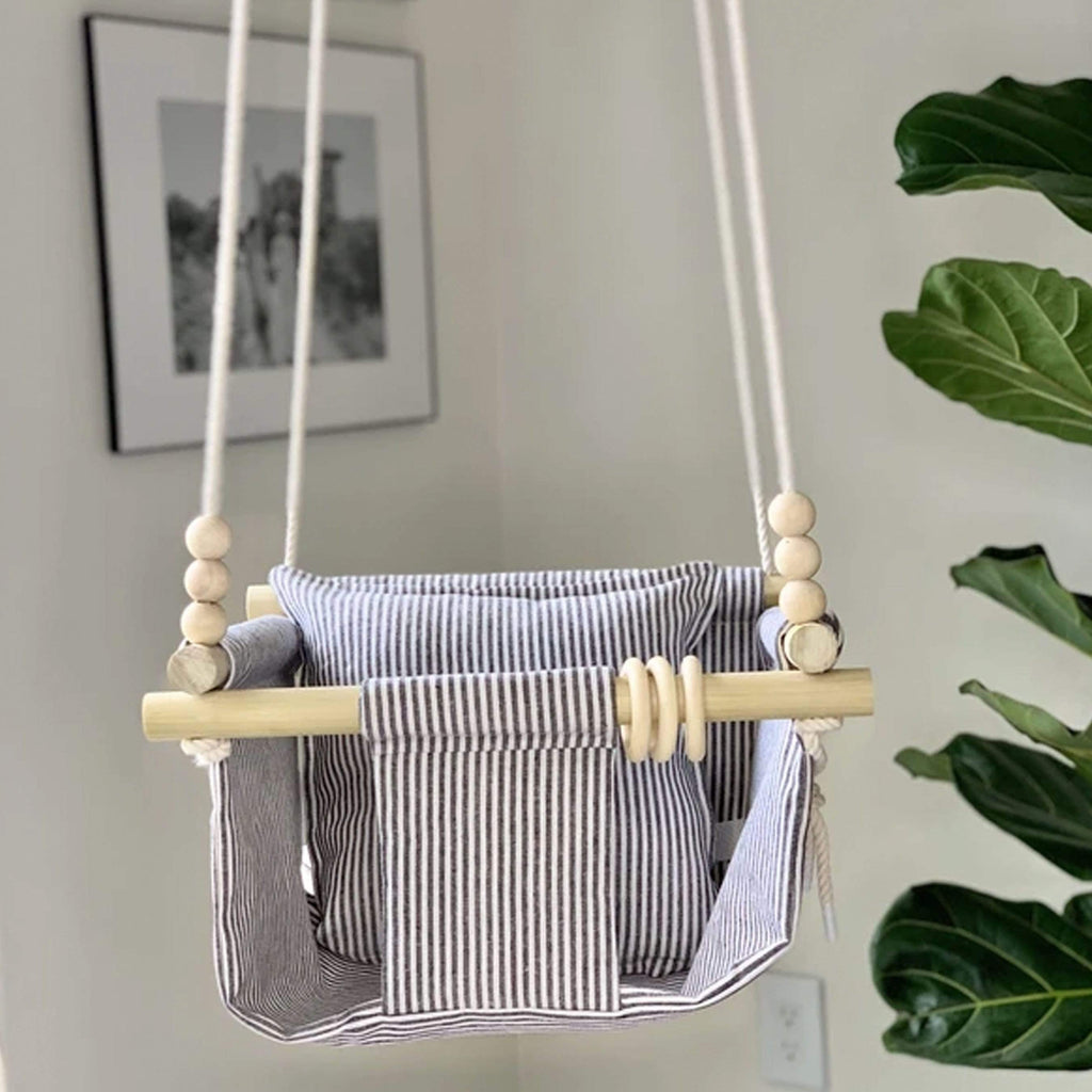 Scout Baby Co. Child Grey Linen Stripe Baby Swing