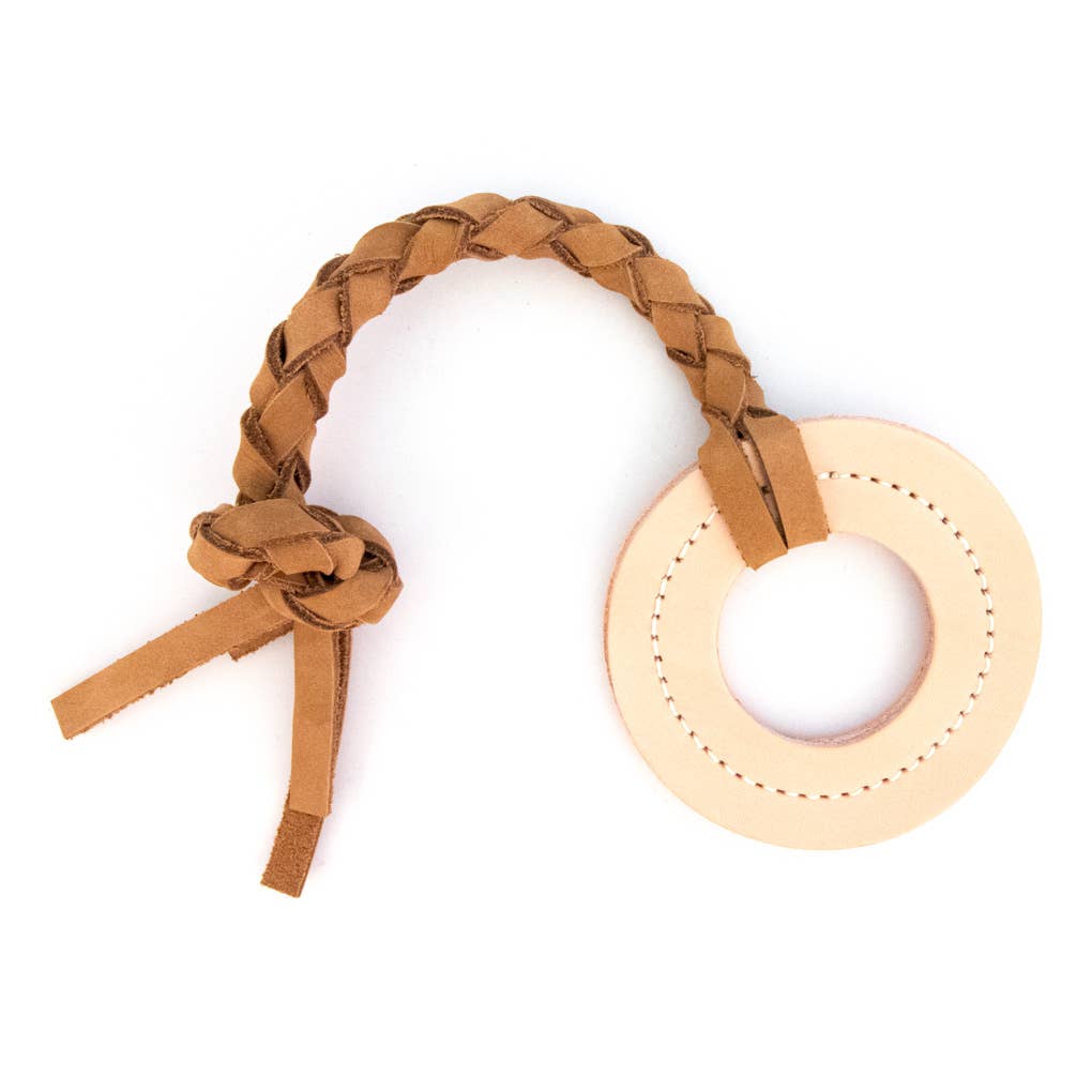Auburn Leathercrafters Ring Interactive Natural Leather Tug Toy