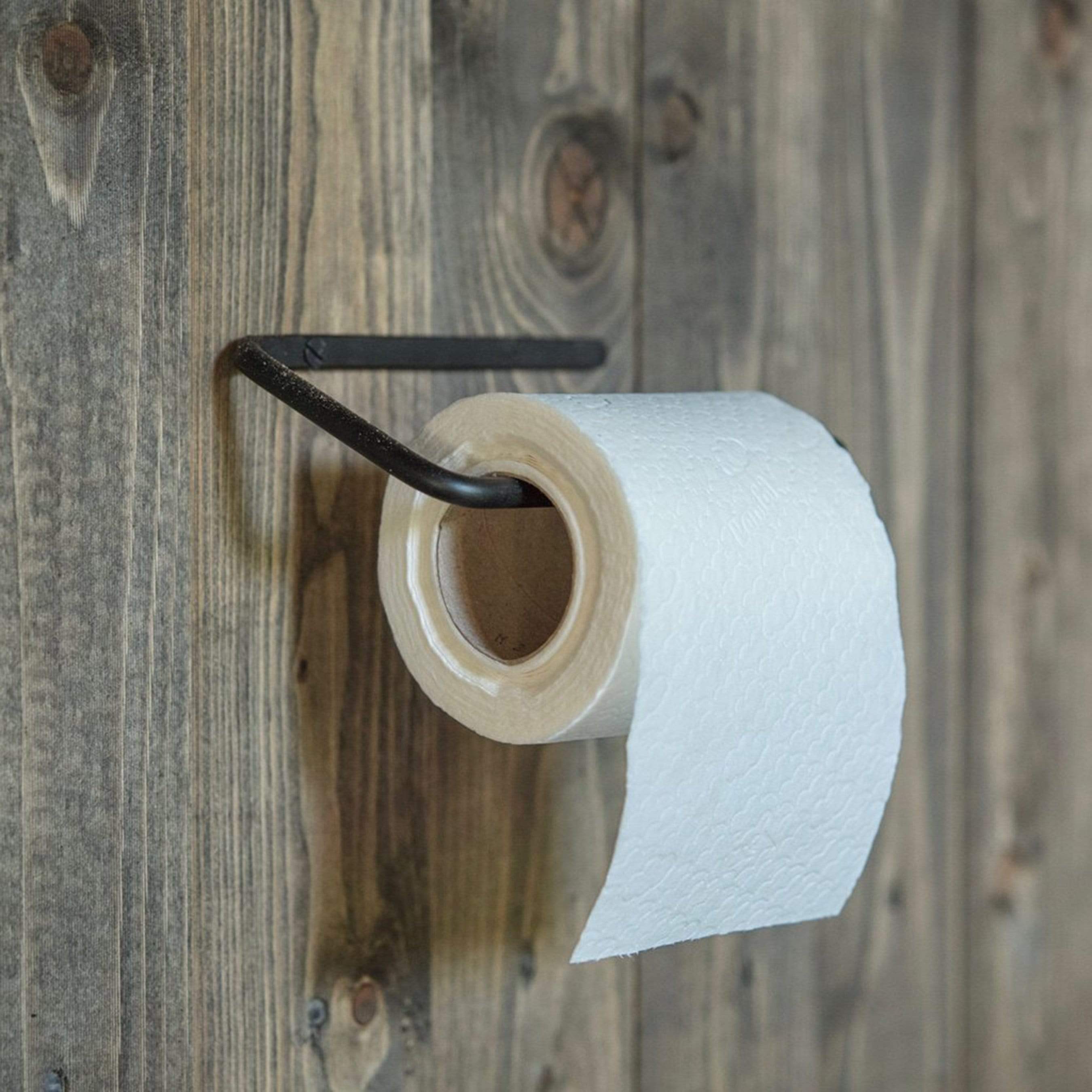 Bean Toilet Paper Holder Holds a Large Roll Hand Forged Iron Black