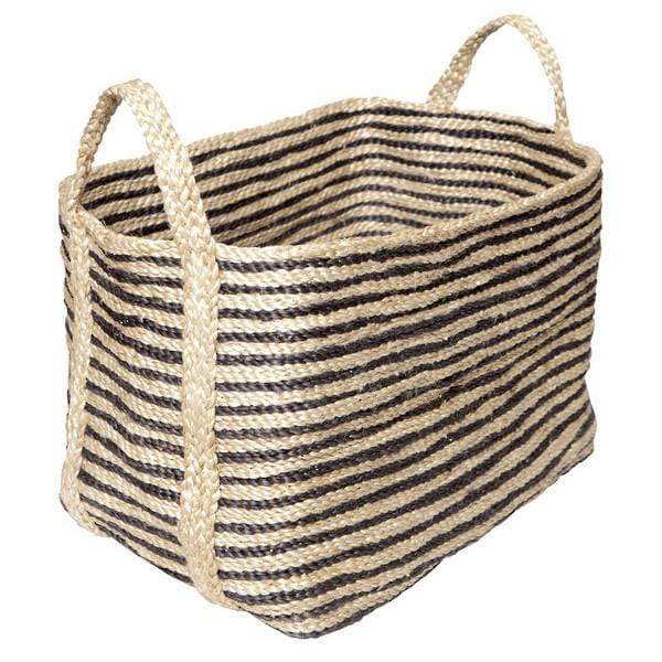 Dharma Door Basket Charcoal Stripe Jute Basket - Large