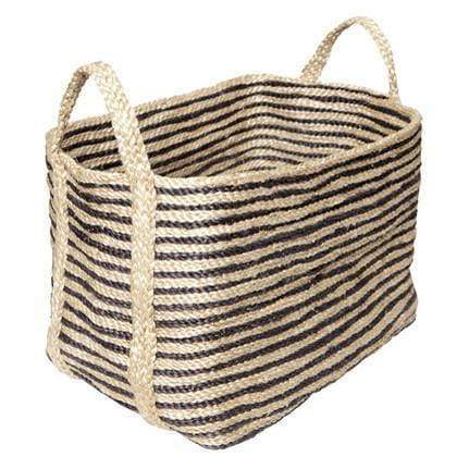 Dharma Door Basket Charcoal Stripe Jute Basket - Small