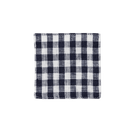 Fog Linen Work Coasters Navy White Check Linen Coaster