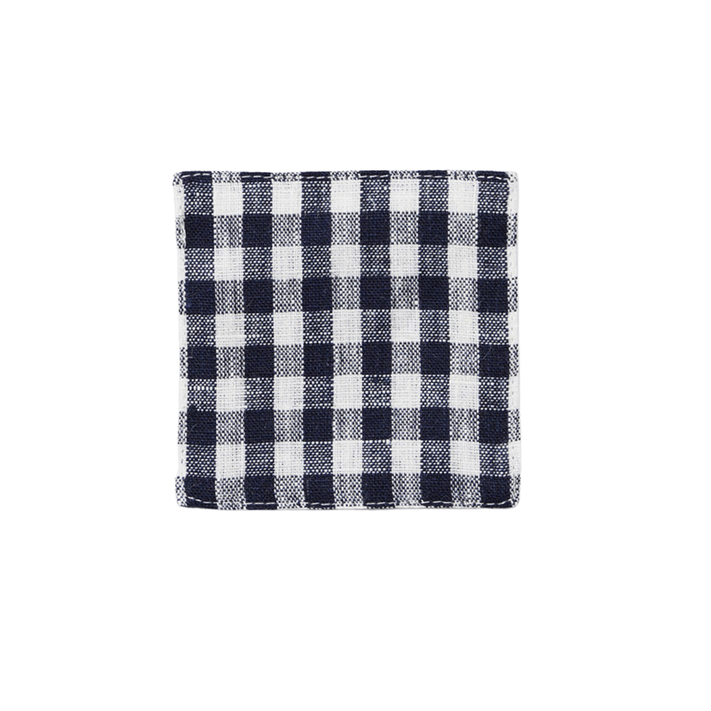 Fog Linen Work Coasters Navy White Check Linen Coaster