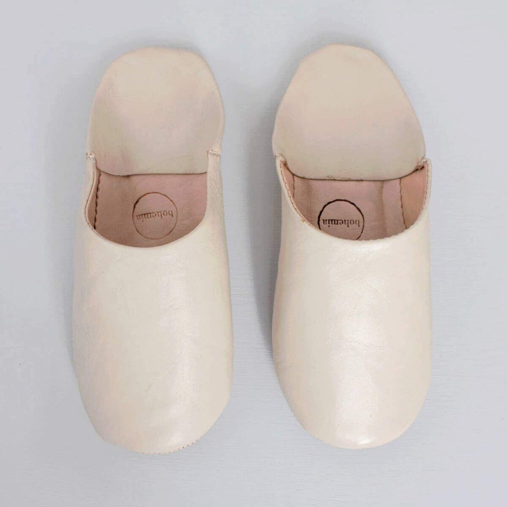 Bohemia Design Clothing Small / Chalk Moroccan Babouche Leather Slippers