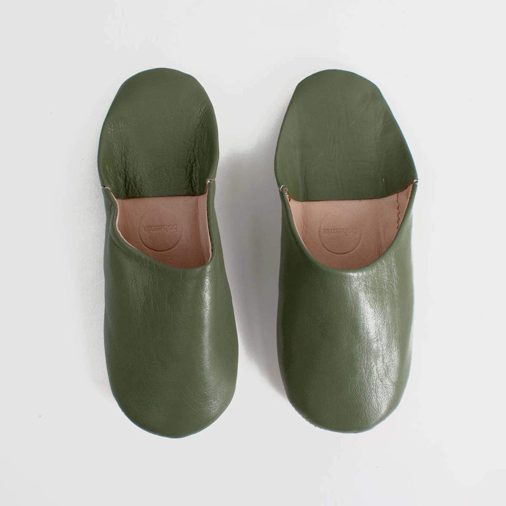 Bohemia Design Clothing Small / Olive Moroccan Babouche Leather Slippers