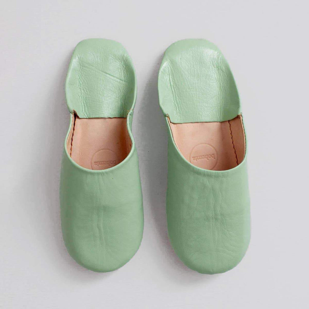 Bohemia Design Clothing Small / Sage Moroccan Babouche Leather Slippers