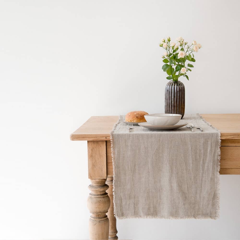 Linen Tales 16"x79" | 40x200 cm Natural Linen Table Runner with Fringes