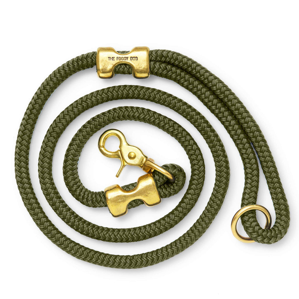The Foggy Dog 5 feet Olive Marine Rope Dog Leash