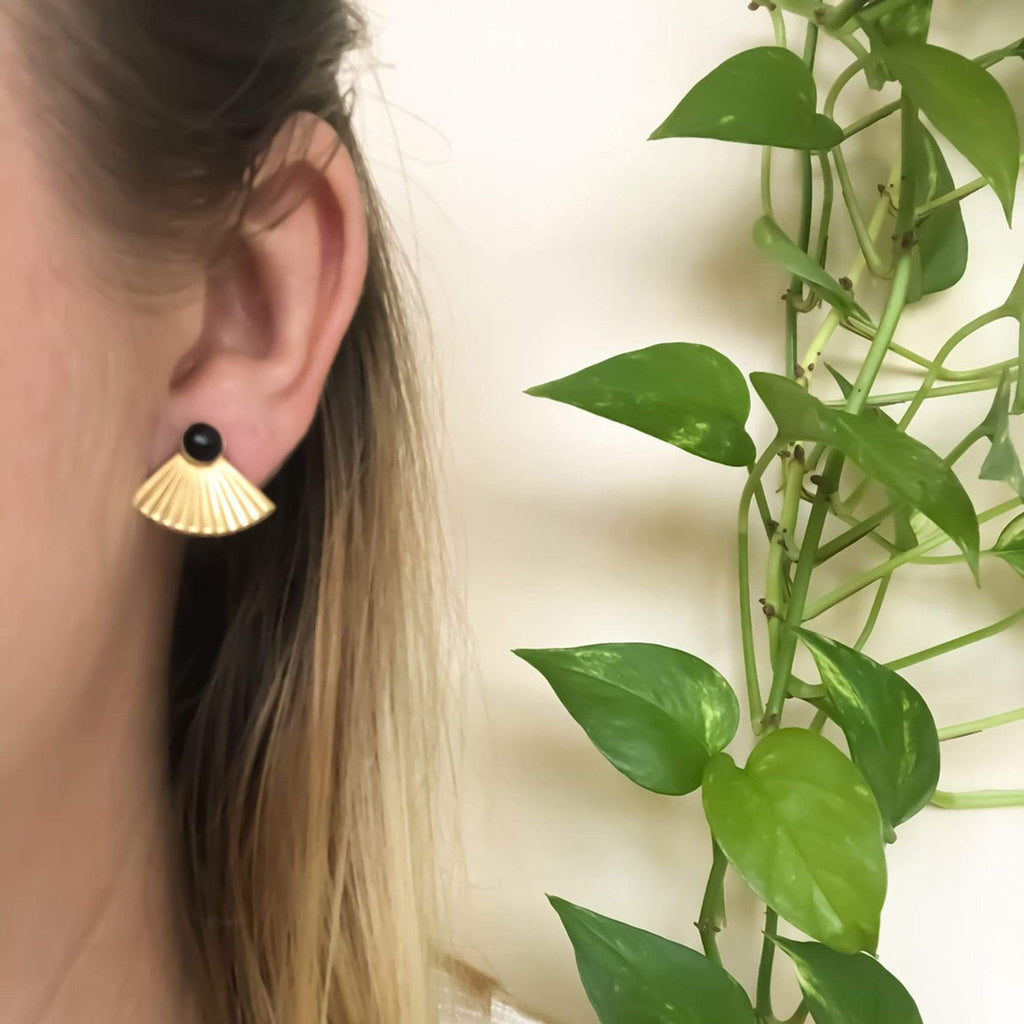Michelle Starbuck Designs Jewelry Onyx Mini Pleat Jacket Earrings