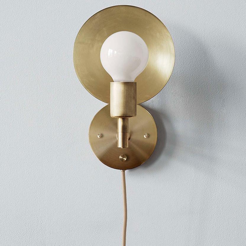 Workstead Lighting Plug-In / Hewn Brass Orbit Sconce