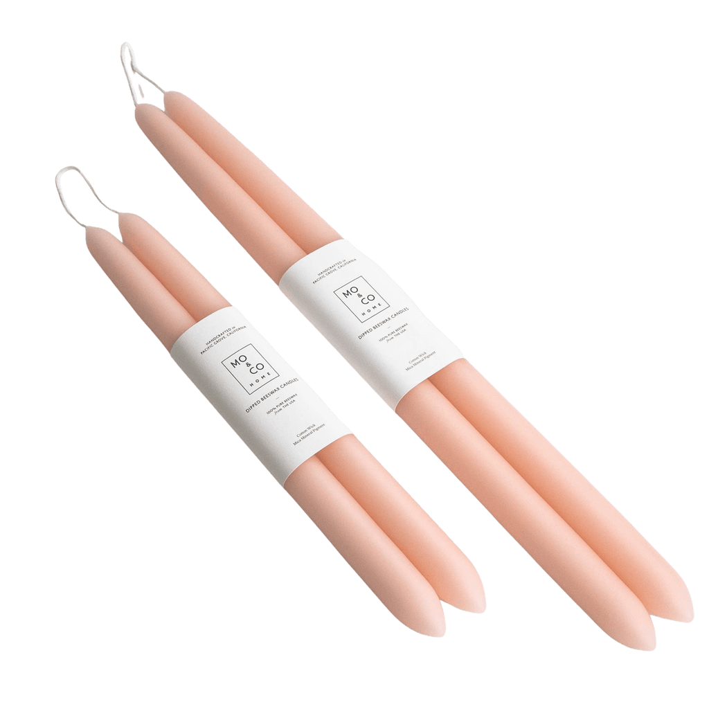 Mo&Co Home Candle Pink Rose Beeswax Dipped Taper Candles