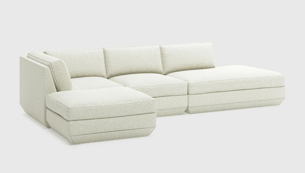 Gus Modern Furniture 4-PC Lounge Sectional, Left Facing B / Copenhagen Fossil Podium Modular Sofa