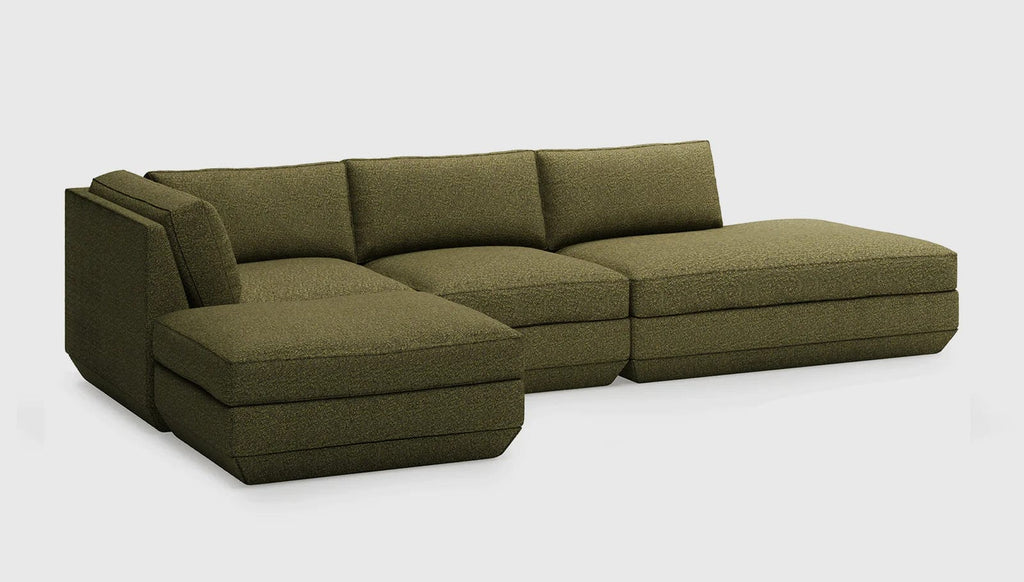 Gus Modern Furniture 4-PC Lounge Sectional, Left Facing B / Copenhagen Terra Podium Modular Sofa
