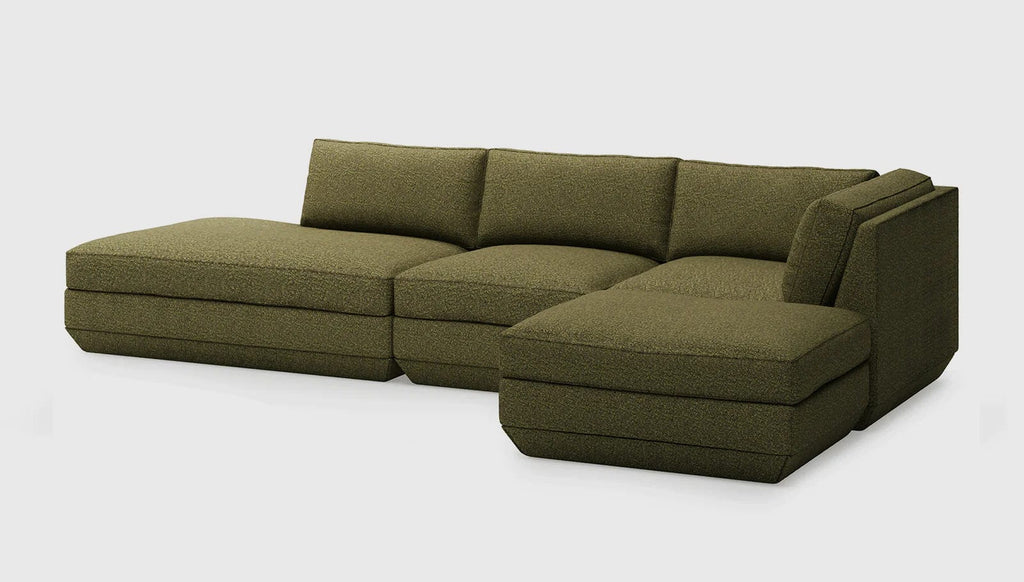 Gus Modern Furniture 4-PC Lounge Sectional, Right Facing B / Copenhagen Terra Podium Modular Sofa