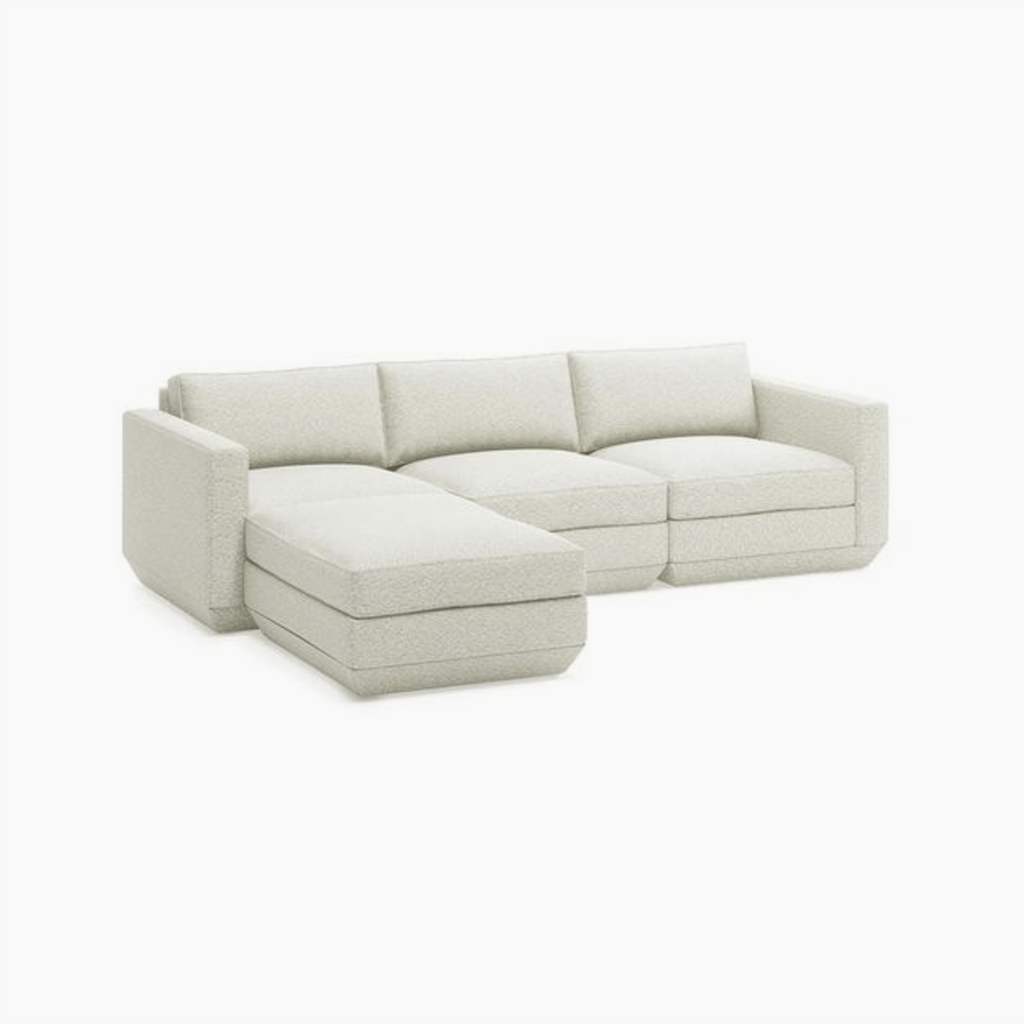 Gus Modern Furniture 4-PC Sectional, Left Facing / Copenhagen Fossil Podium Modular Sofa