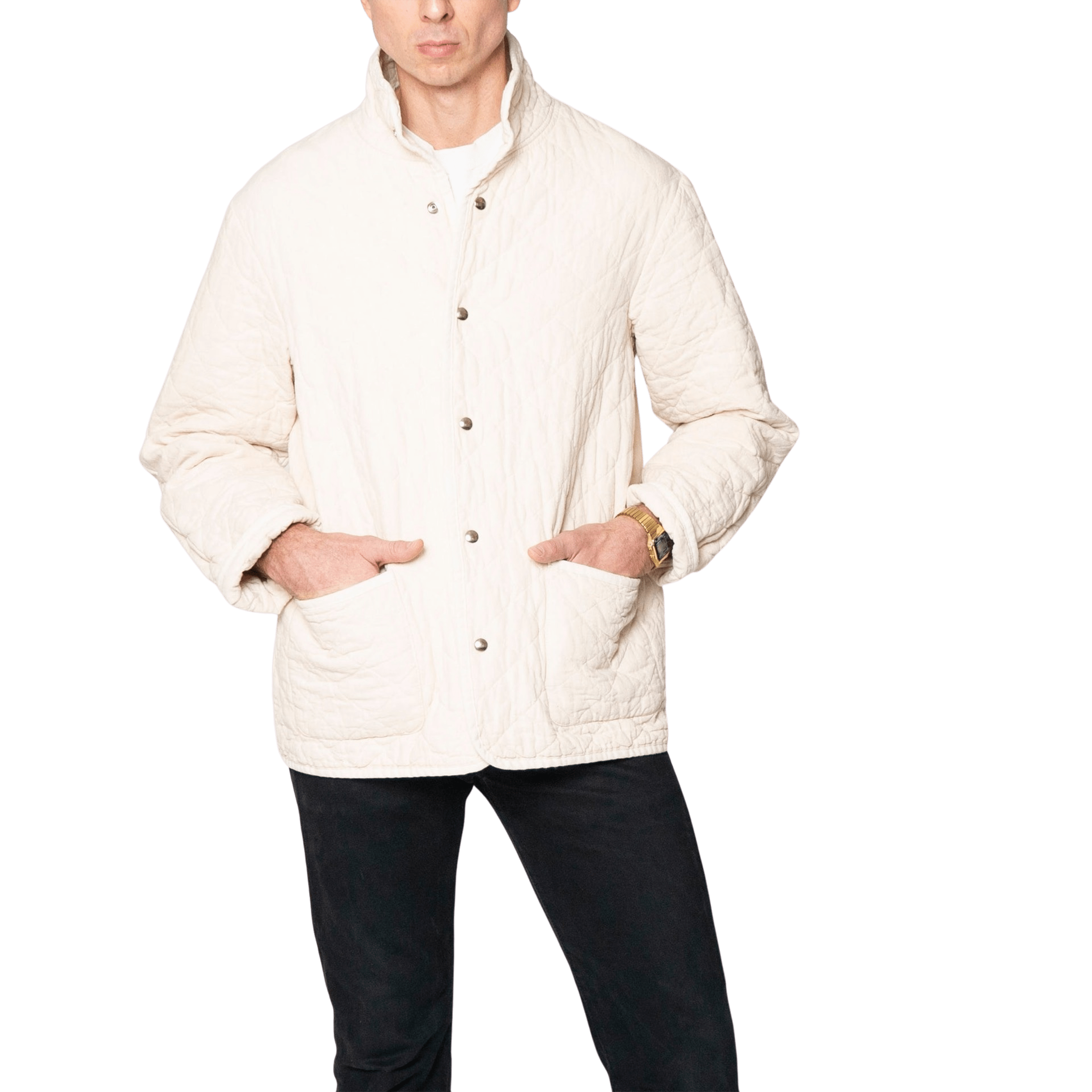 Utility canvas quilted clearance snap jacket