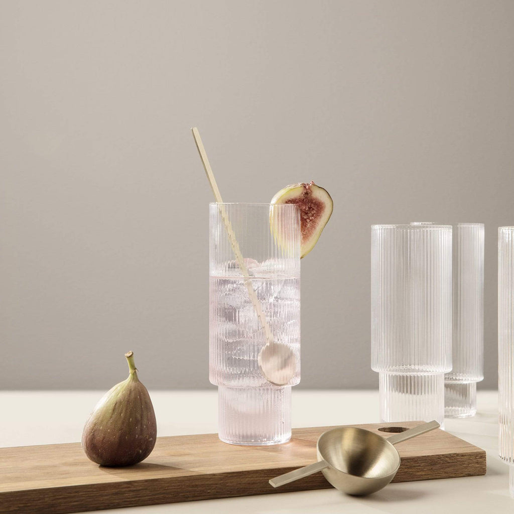 Ferm Living Kitchenware Ripple Glass Tall, Set of 4