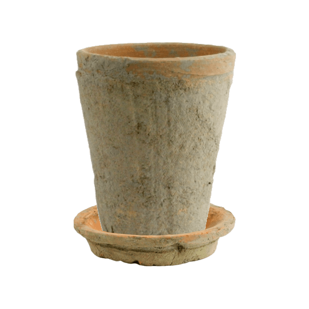 HomArt Small Rustic Terracotta Rose Pot with Saucer