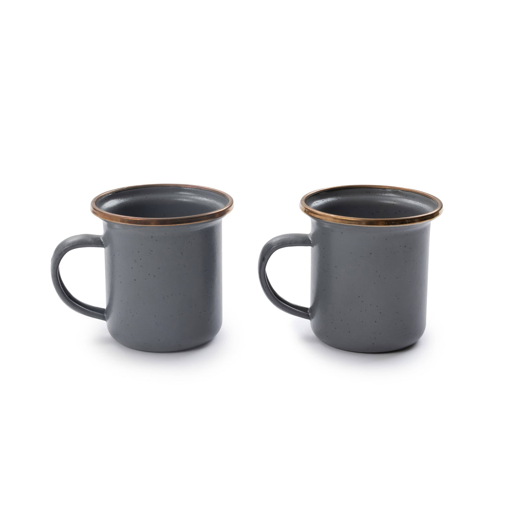 Barebones Slate Grey Set of 2 Enamel Espresso Cups