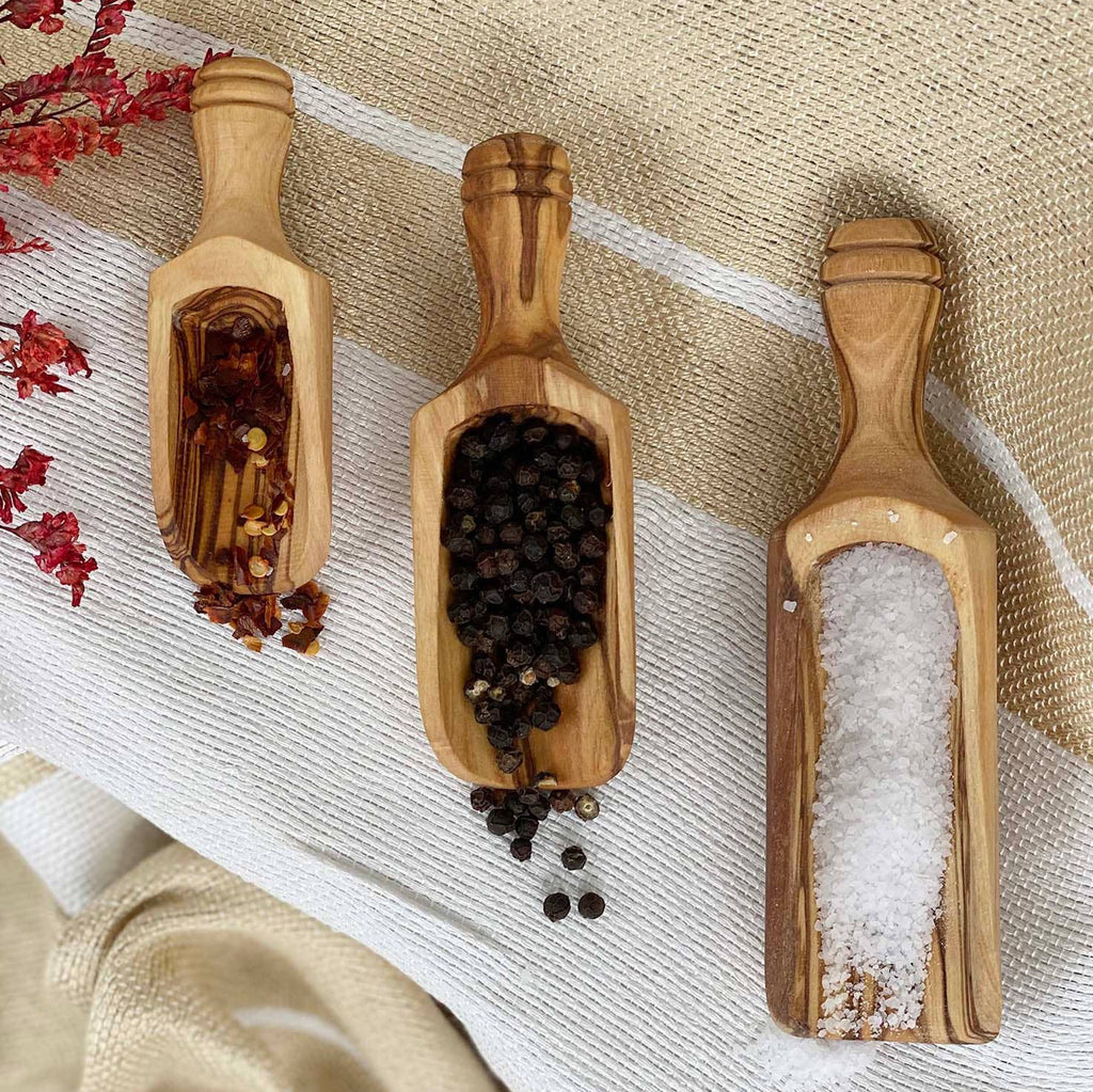 Scents and Feel Kitchenware Set of 3 Olive Wood Spice Scoops