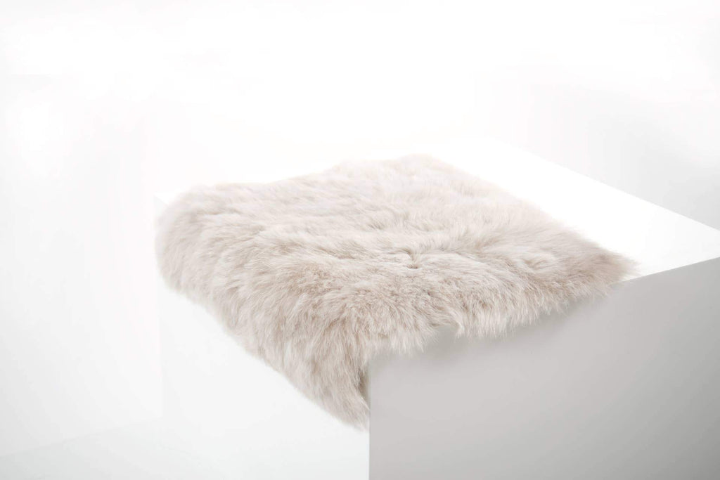 Black Sheep (White Light) Shorn Linen Icelandic Sheepskin Chair Pad / Cushio