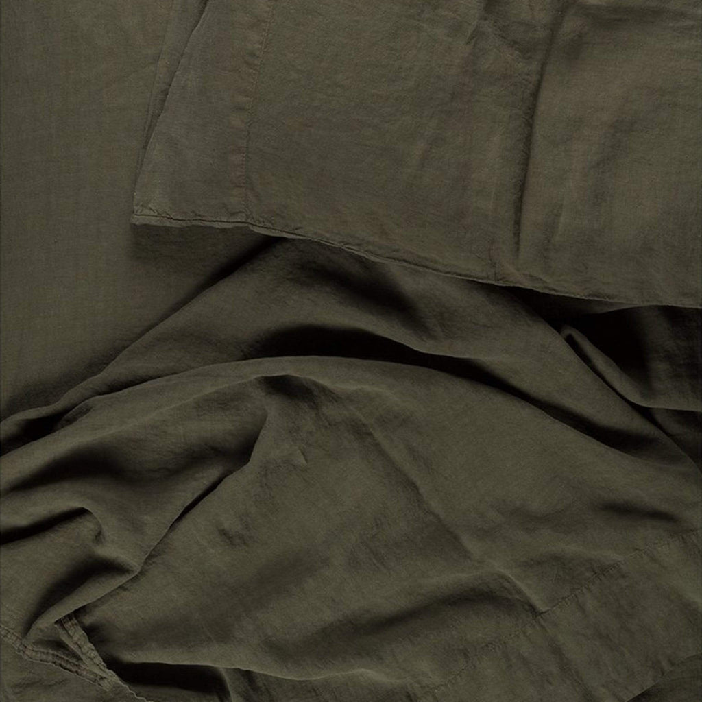Hawkins New York Bedding Queen / Olive Simple Linen Fitted Sheet