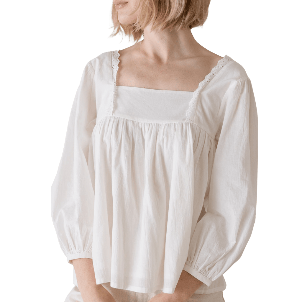 LAUDE the Label Clothing Square Neck Top in Ivory