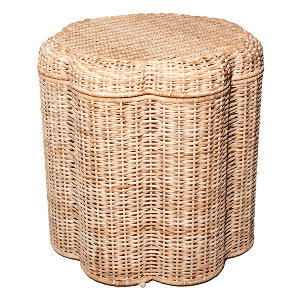 The Enchanted Home Furniture Storage Scalloped Wicker Stool