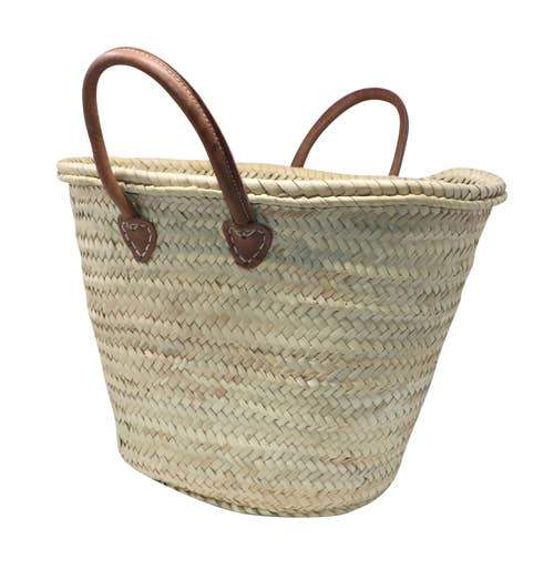 LAR LIVING Straw Bag with Leather Handles - Large