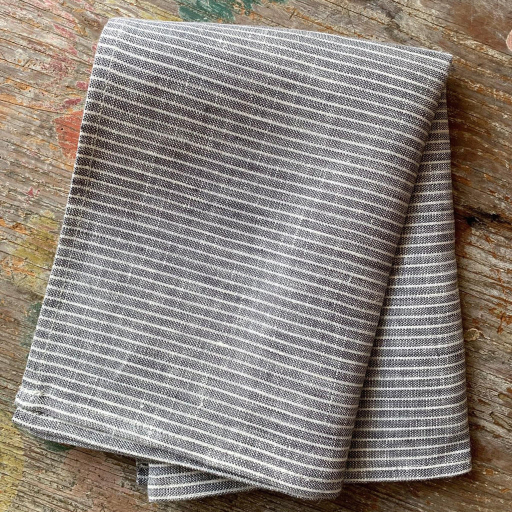Fog Linen Work Textile Grey White Stripe Thick Linen Kitchen Cloth