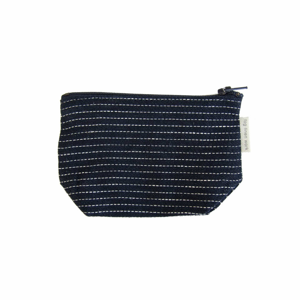 Fog Linen Work Textile Tim Pouch - Navy Pin Stripe