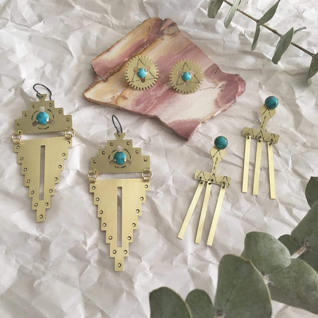 LUNASOL Jewelry Turquoise Windmill Earrings