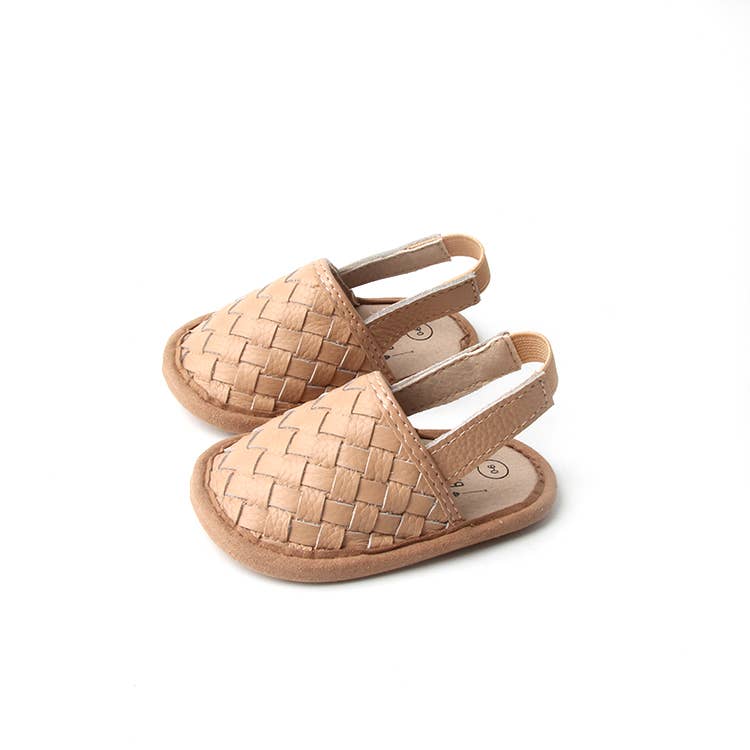 Babe Basics Child Latte / 0-6M Woven Leather Baby Sandals